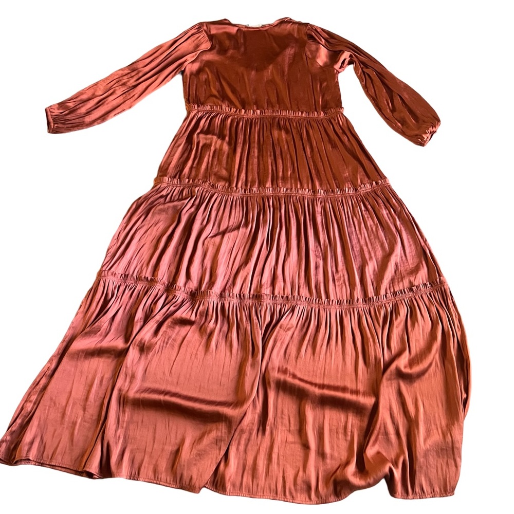 FLANNEL Pleated Maxi Long Sleeve Dress